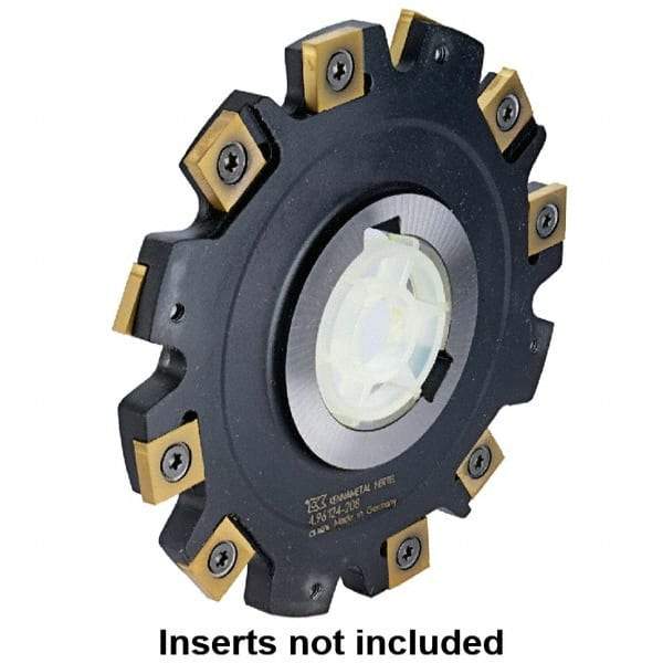Kennametal - Arbor Hole Connection, 0.3937" Cutting Width, 1.1811" Depth of Cut, 125mm Cutter Diam, 1.5748" Hole Diam, 6 Tooth Indexable Slotting Cutter - 90° SN Toolholder, SNHX Insert - Benchmark Tooling