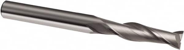 Guhring - 3mm, 20mm LOC, 3mm Shank Diam, 75mm OAL, 2 Flute, Solid Carbide Square End Mill - Single End, Uncoated, Spiral Flute, 30° Helix, Right Hand Cut, Right Hand Flute, Series 3011 - Benchmark Tooling