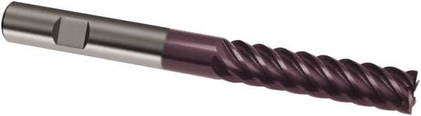 Guhring - 8mm, 40mm LOC, 8mm Shank Diam, 100mm OAL, 6 Flute, Solid Carbide Square End Mill - Single End, FIREX Finish, Spiral Flute, 45° Helix, Right Hand Cut, Right Hand Flute, Series 3693 - Benchmark Tooling