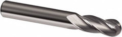 Guhring - 7/16" Diam, 1" LOC, 4 Flute Solid Carbide Ball End Mill - Uncoated, Single End, 2-3/4" OAL, 7/16" Shank Diam, Spiral Flute - Benchmark Tooling