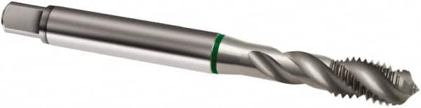 Guhring - M6x1.00 Metric 3 Flute 6H Modified Bottoming Spiral Flute Tap - Cobalt, Bright Finish, 80mm OAL, Right Hand Flute, Right Hand Thread, D4/D5, Series 889 - Exact Industrial Supply