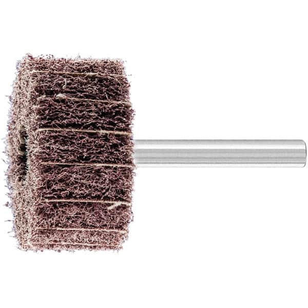 PFERD - 1-1/2" Diam x 3/4" Face Width, Aluminum Oxide Nonwoven Mounted Flap Wheel - 1/4" Shank Mount, 100 Grit, 15,000 Max RPM - Benchmark Tooling