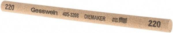 Made in USA - 220 Grit Aluminum Oxide Round Polishing Stone - Coarse/Medium Grade, 3/8" Wide x 6" Long x 3/8" Thick - Benchmark Tooling
