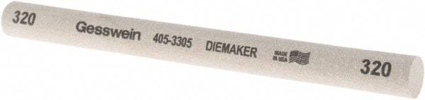 Made in USA - 320 Grit Aluminum Oxide Round Polishing Stone - Coarse/Medium Grade, 1/2" Wide x 6" Long x 1/2" Thick - Benchmark Tooling