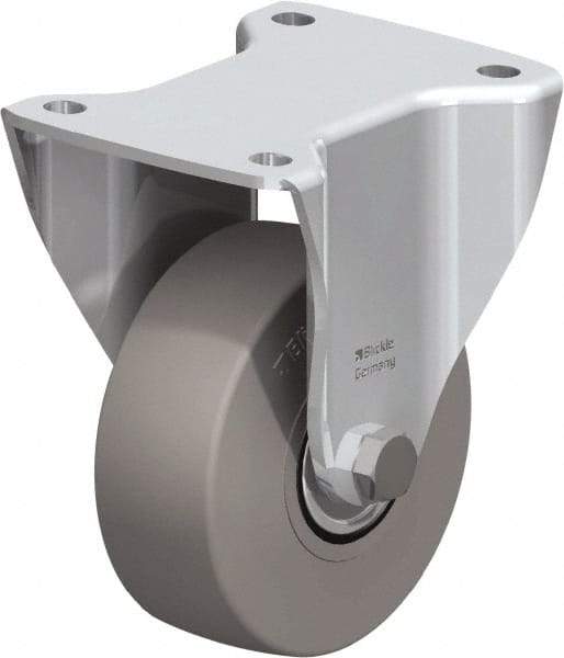 Blickle - 5" Diam x 1-31/32" Wide x 6-11/16" OAH Top Plate Mount Rigid Caster - Solid Rubber, 704 Lb Capacity, Ball Bearing, 5-1/2 x 4-3/8" Plate - Benchmark Tooling