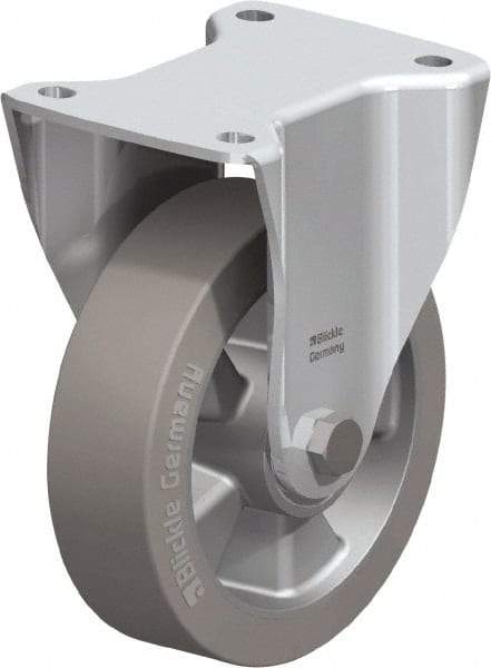 Blickle - 6-1/2" Diam x 1-31/32" Wide x 7-61/64" OAH Top Plate Mount Rigid Caster - Solid Rubber, 880 Lb Capacity, Ball Bearing, 5-1/2 x 4-3/8" Plate - Benchmark Tooling