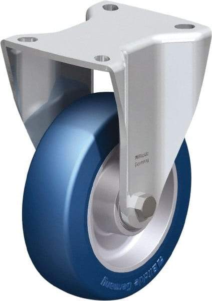 Blickle - 5" Diam x 1-37/64" Wide x 6-1/2" OAH Top Plate Mount Rigid Caster - Polyurethane-Elastomer Blickle Besthane, 770 Lb Capacity, Ball Bearing, 3-15/16 x 3-3/8" Plate - Benchmark Tooling