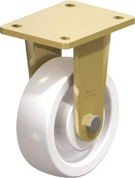 Blickle - 6" Diam x 1-31/32" Wide x 7-7/8" OAH Top Plate Mount Rigid Caster - Impact-Resistant Nylon, 1,760 Lb Capacity, Ball Bearing, 5-1/2 x 4-3/8" Plate - Benchmark Tooling