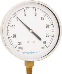 Value Collection - 4-1/2" Dial, 1/4 Thread, 30-0-30 Scale Range, Pressure Gauge - Lower Connection Mount, Accurate to 0.01% of Scale - Benchmark Tooling