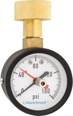 Value Collection - 2" Dial, 3/4 Thread, 0-160 Scale Range, Pressure Gauge - Top Connection Mount, Accurate to 3-2-3% of Scale - Benchmark Tooling