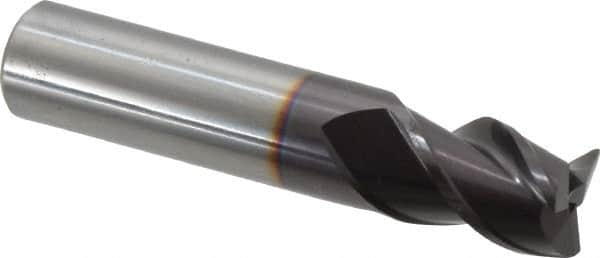 Guhring - 1/2", 5/8" LOC, 1/2" Shank Diam, 2-1/2" OAL, 3 Flute, Solid Carbide Square End Mill - Single End, FIREX Finish, Spiral Flute, 45° Helix, Centercutting, Right Hand Cut, Right Hand Flute, Series 3086 - Benchmark Tooling