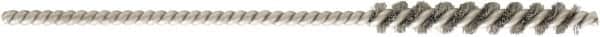 Brush Research Mfg. - 0.054" Diam Helical Stainless Steel Tube Brush - Single Spiral, 0.002" Filament Diam, 3/4" Brush Length, 3" OAL - Benchmark Tooling