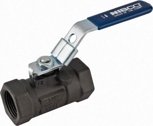 NIBCO - 3/4" Pipe, Reduced Port, Carbon Steel Fire Safe Ball Valve - 1 Piece, Inline - One Way Flow, FNPT x FNPT Ends, Locking Lever Handle, 2,000 WOG - Benchmark Tooling