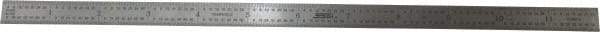 SPI - 12" Long, 1/100, 1/64, 1/32, 1/10" Graduation, Flexible Stainless Steel Rule - 5R Graduation Style, 1/2" Wide, Silver, Polished Finish - Benchmark Tooling