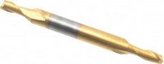 Hertel - 1/8", 1/4" LOC, 3/16" Shank Diam, 2" OAL, 2 Flute, Solid Carbide Square End Mill - Double End, TiN Finish, 30° Helix, Centercutting, Right Hand Cut - Benchmark Tooling