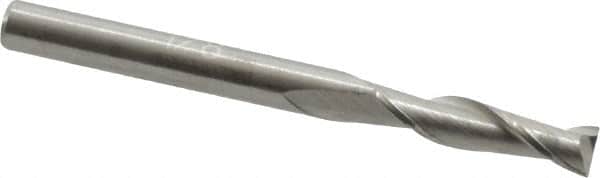 Hertel - 1/8", 1/2" LOC, 1/8" Shank Diam, 1-1/2" OAL, 2 Flute, Solid Carbide Square End Mill - Single End, Uncoated, 30° Helix, Centercutting, Right Hand Cut - Benchmark Tooling