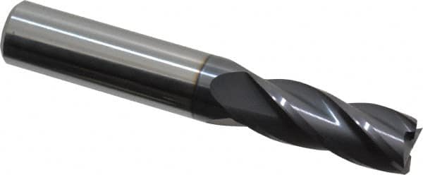 Hertel - 13/32", 1" LOC, 7/16" Shank Diam, 2-3/4" OAL, 4 Flute, Solid Carbide Square End Mill - Single End, AlTiN Finish, Spiral Flute, 30° Helix, Centercutting, Right Hand Cut, Right Hand Flute - Benchmark Tooling