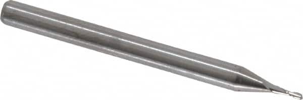 Hertel - 1/32", 3/32" LOC, 1/8" Shank Diam, 1-1/2" OAL, 2 Flute, Solid Carbide Square End Mill - Single End, Uncoated, 30° Helix, Centercutting, Right Hand Cut, Right Hand Flute - Benchmark Tooling