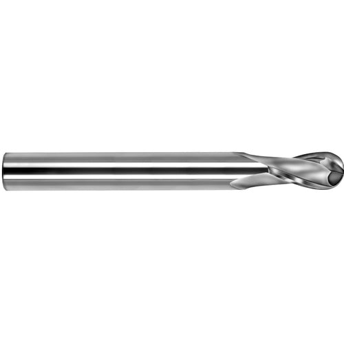 18 mm Dia. × 20 mm Shank × 45 mm DOC × 130 mm OAL, Carbide AlTiN, Spiral , 2 Flute, 25° Helix, Ballnose End Mill - Exact Industrial Supply