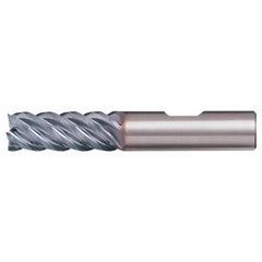 1/2″ × 1/2″ × 1-1/4″ × 3″ RHS / RHC Solid Carbide 5-Flute High-Performance End Mill for Steel - Bright - Exact Industrial Supply