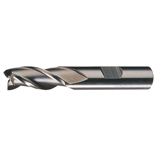 15/32″ × 1/2″ × 2″ × 4″ RHS / RHC HSS HSS Single End 3-Flute Center Cutting Finishing End Mill - TiN - Exact Industrial Supply