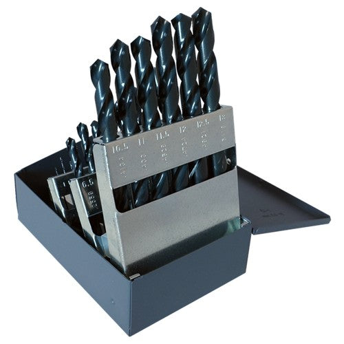 1mm-13mm RHS / RHC HSS 118 Degree Radial Point CLE-MAX™ Jobber Length Drill Set - Steam Oxide - Exact Industrial Supply