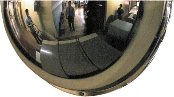 PRO-SAFE - Indoor & Outdoor Half Dome Dome Safety, Traffic & Inspection Mirrors - Acrylic Lens, Fiberboard Backing, 36" Diam x 15-1/2" High, 38' Max Covered Distance - Benchmark Tooling