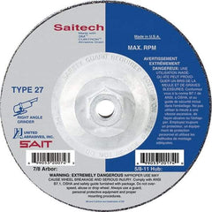 Sait - 7" Wheel Diam, 1/4" Wheel Thickness, Type 27 Depressed Center Wheel - Ceramic, Resinoid Bond, 8,500 Max RPM, Compatible with Angle Grinder - Benchmark Tooling