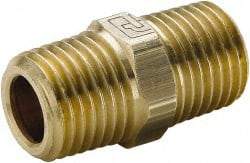 Parker - 3/4 Male Thread, Brass Industrial Pipe Hex Nipple - MBSPT, 1,000 psi - Benchmark Tooling