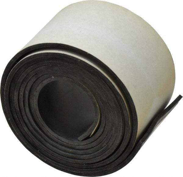 Made in USA - 60" Long, 2" Wide, 0.093" Thick, Buna-N Rubber Foam Sheet - 50 to 60 Durometer, Black, -20 to 180°F, 2,500 psi Tensile Strength, Adhesive Backing, Stock Length - Benchmark Tooling