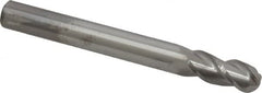 Accupro - 7/16" Diam, 1" LOC, 3 Flute Solid Carbide Ball End Mill - Uncoated, Single End, 4" OAL, 7/16" Shank Diam, Spiral Flute - Benchmark Tooling