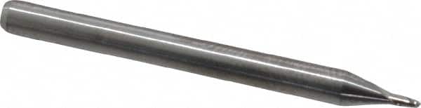Kyocera - 0.04", 0.06" LOC, 1/8" Shank Diam, 1-1/2" OAL, 2 Flute, Solid Carbide Square End Mill - Single End, Uncoated, Spiral Flute, 30° Helix, Centercutting, Right Hand Cut, Right Hand Flute, Series 1620 - Benchmark Tooling
