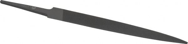 Grobet - 4" Standard Precision Swiss Pattern Half Round File - Double Cut, 15/32" Width Diam x 9/64" Thick, With Tang - Benchmark Tooling