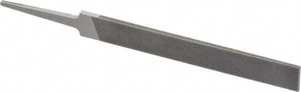 Grobet - 4" Standard Precision Swiss Pattern Hand File - Double Cut, 17/32" Width Diam x 1/8" Thick, With Tang - Benchmark Tooling