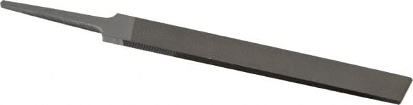 Grobet - 4" Standard Precision Swiss Pattern Hand File - Double Cut, 17/32" Width Diam x 1/8" Thick, With Tang - Benchmark Tooling