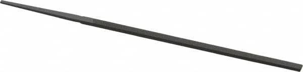 Grobet - 4" Standard Precision Swiss Pattern Narrow Pillar File - Double Cut, 5/32" Width Diam x 5/64" Thick, With Tang - Benchmark Tooling