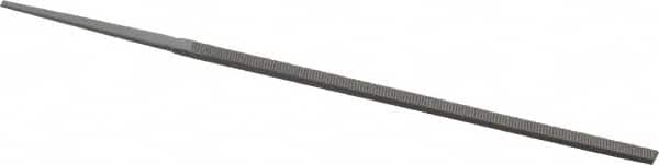 Grobet - 4" Standard Precision Swiss Pattern Narrow Pillar File - Double Cut, 5/32" Width Diam x 5/64" Thick, With Tang - Benchmark Tooling