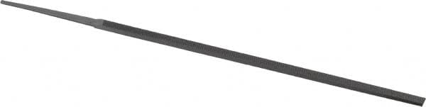 Grobet - 6" Standard Precision Swiss Pattern Narrow Pillar File - Double Cut, 13/64" Width Diam x 1/8" Thick, With Tang - Benchmark Tooling