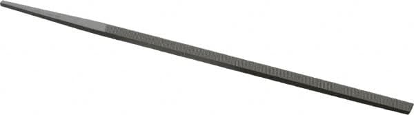 Grobet - 6" Standard Precision Swiss Pattern Narrow Pillar File - Double Cut, 1/4" Width Diam x 9/64" Thick, With Tang - Benchmark Tooling