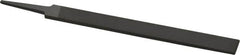 Grobet - 8" Standard Precision Swiss Pattern Hand File - Double Cut, 29/32" Width Diam x 3/16" Thick, With Tang - Benchmark Tooling