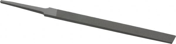 Grobet - 4" Standard Precision Swiss Pattern Regular Pillar File - Double Cut, 3/8" Width Diam x 1/8" Thick, With Tang - Benchmark Tooling
