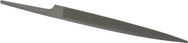 Grobet - 4" Standard Precision Swiss Pattern Knife File - Double Cut, 15/32" Width Diam x 1/8" Thick, With Tang - Benchmark Tooling