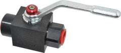 Parker - 1/2" Pipe, Carbon Steel Standard Ball Valve - Inline - Two Way Flow, FNPT x FNPT Ends, Lever Handle, 7,500 WOG - Benchmark Tooling