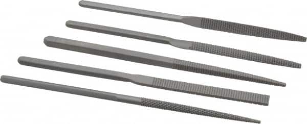 Grobet - 5 Piece Rasp Pattern File Set - 8" Long, Set Includes Half Round, Hand, Round, Square, Three Square - Benchmark Tooling