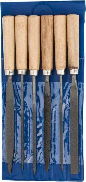 Grobet - 6 Piece American Pattern File Set - 7" Long, Set Includes Flat, Half Round, Round, Square, Three Square, Warding - Benchmark Tooling