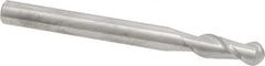 Accupro - 3/8" Diam, 1" LOC, 2 Flute Solid Carbide Ball End Mill - Uncoated, Single End, 4" OAL, 3/8" Shank Diam, Spiral Flute - Benchmark Tooling