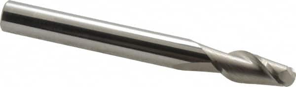 Accupro - 7/16" Diam, 1" LOC, 2 Flute Solid Carbide Ball End Mill - Uncoated, Single End, 4" OAL, 7/16" Shank Diam, Spiral Flute - Benchmark Tooling