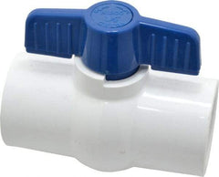 NIBCO - 1-1/2" Pipe, Standard Port, PVC Miniature Ball Valve - 1 Piece, Inline - One Way Flow, Solvent x Solvent Ends, Tee Handle, 150 WOG - Benchmark Tooling