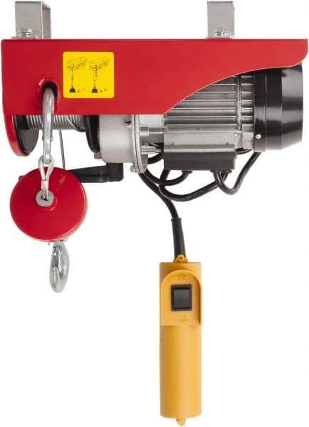 Value Collection - 220/440 Lb Capacity, 33/16 FPM Lift Speed, 110 Volt, Mini Electric Hoist - 38' Max Lift - Benchmark Tooling