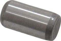 Made in USA - 1/4" Diam x 1/2" Pin Length Grade 8 Alloy Steel Standard Dowel Pin - Bright Finish, C 47-58 & C 60 (Surface) Hardness, 14,720 Lb (Double Shear), 7,360 Lb (Single Shear) Breaking Strength, 1 Beveled & 1 Rounded End - Benchmark Tooling